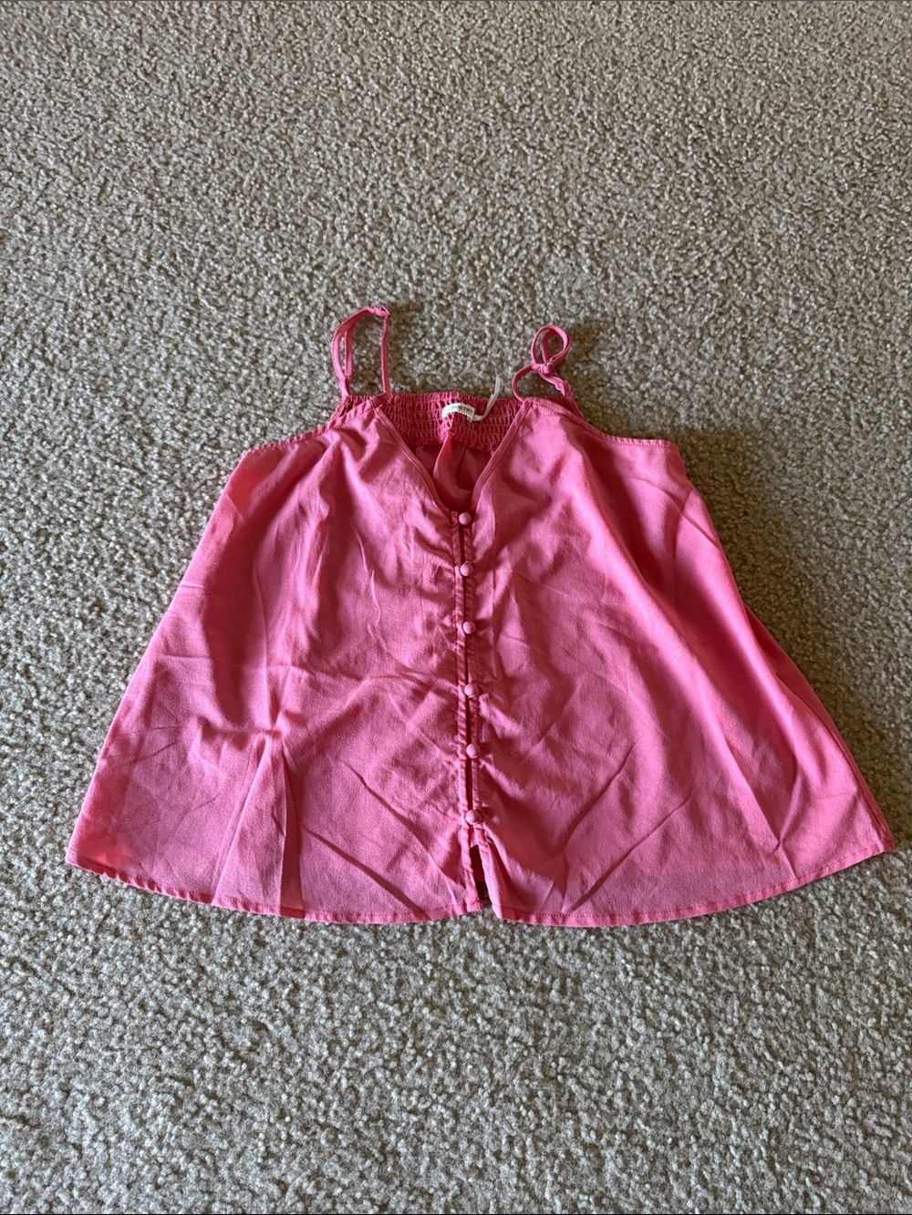 Pink Button-Front Spaghetti Strap Cami